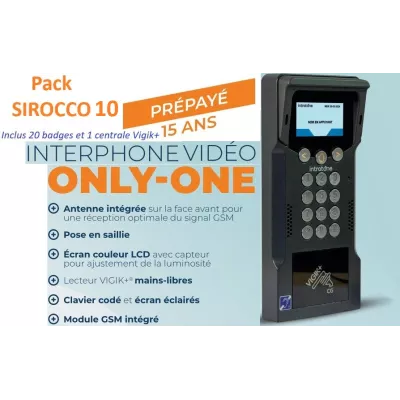 INTRATONE INTERPHONE 06-0228+ ONLY-ONE SIROCCO10 VIDEO GSM prépayé 15 ans