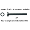 NICE ADAPSPIN Lot de 4 vis pour la fixation d'un moteur SPIDER  en remplacement d'une tête SPIN