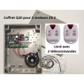Coffret de portail universel GGPQ20A pour 2 moteurs 24V, livré avec 2 télécommandes, adaptation toutes marques