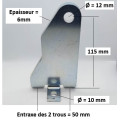 Patte de fixation de vérin coté pilier 3 trous ADYX GENIUS FAAC