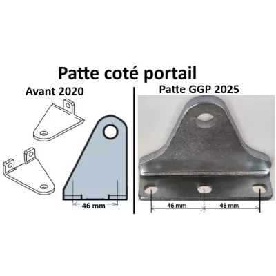 Patte de fixation 3 trous pour un vérin coté portail ADYX GENIUS – EuroBat, Adyx KBT, Diagral ATLAS LEX
