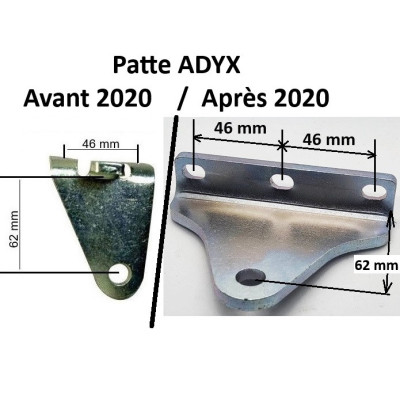 Patte de fixation 3 trous pour un vérin coté portail ADYX GENIUS – EuroBat, Adyx KBT, Diagral ATLAS LEX