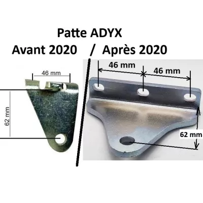Patte de fixation 3 trous pour un vérin coté portail ADYX GENIUS – EuroBat, Adyx KBT, Diagral ATLAS LEX