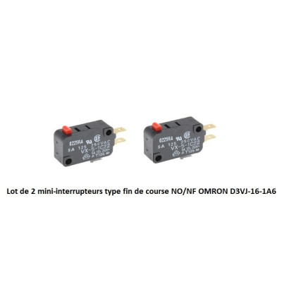 Lot de 2 mini-interrupteurs fin de course NO/NF OMRON D3V-16-1A6 CAME RID083