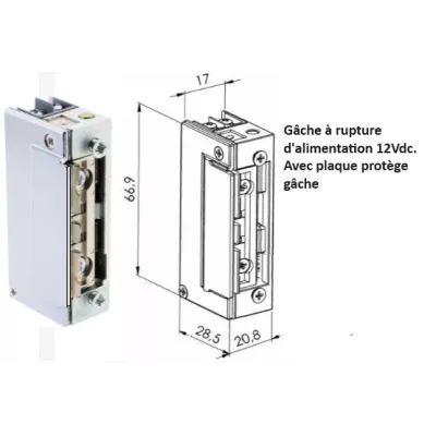 Gâche électrique GA 1411RT RUPTURE 12Vdc