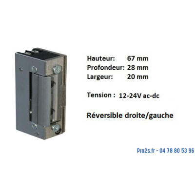 Gâche électrique GA 10 émission 12/24Vac-dc standard