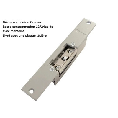 GOLMAR TCV24 EP/UNI gâche électrique à émission courte avec mémoire et pine de déblocage12/24Vac-dc basse consommation