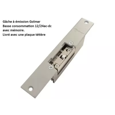 GOLMAR TCV24 EP/UNI gâche électrique à émission courte avec mémoire et pine de déblocage12/24Vac-dc basse consommation
