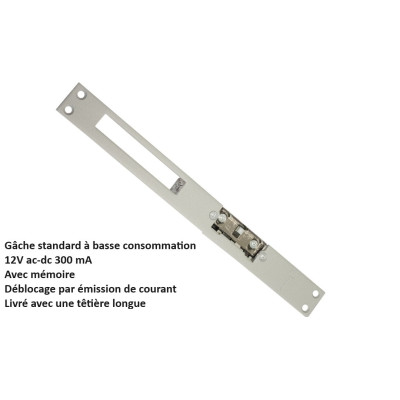 GOLMAR TCV24 ELP/UNI gâche électrique à émission, longue  12/24Vac-dc avec mémoire et pine de déblocage basse consommation