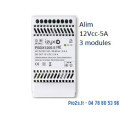 IZYX PSDX1205HE, alimentation 230V/12Vcc 5A rail Din 3 modules