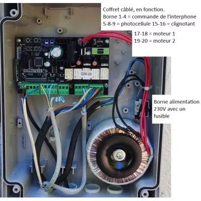 Coffret de portail universel GGPQ20A pour 2 moteurs 24V, livré avec 2 télécommandes, adaptation toutes marques