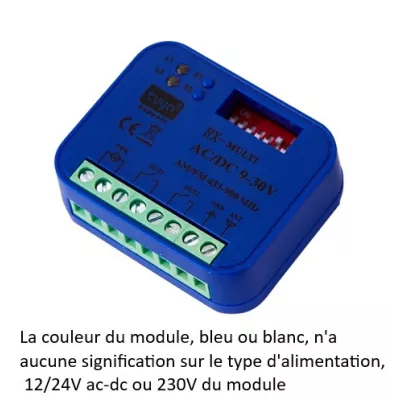 Clavier radio avec 1 télécommande et un récepteur RADIO-WIFI 433/868 Mhz 2 relais, 12/24V ou 230V