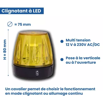 Clignotant universel LED GGP pour motorisation de portail 12 à 230V