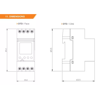 IZYX DTD2301 HORLOGE MODULAIRE 1 contact NO/NF avec réserve de marche